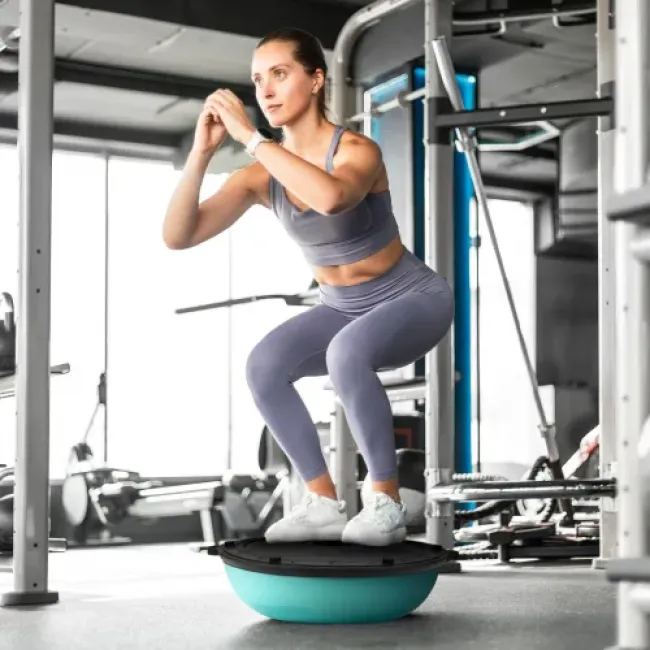 Балансировочная полусфера Gymtek Flex Core Half Ball 58см с эспандерами + голубой насос