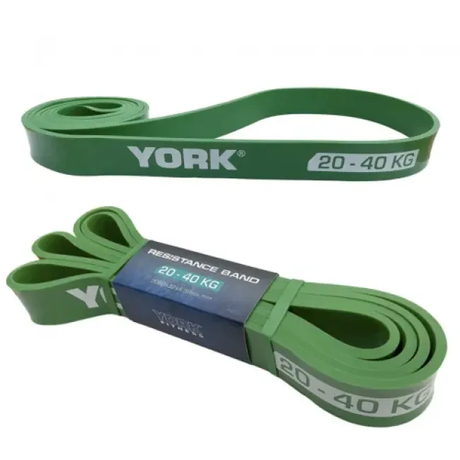 Резинка для фитнеса York 20-40кг - 2080x32x4,5 мм, зеленый