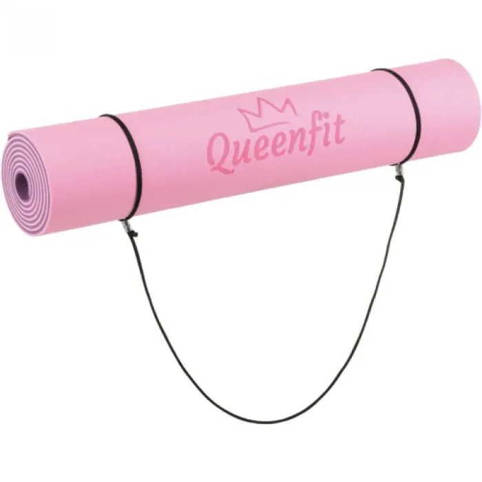 Коврик (мат) для фитнеса и йоги Queenfit ТРЕ 0,6 см розово-фиолетовый