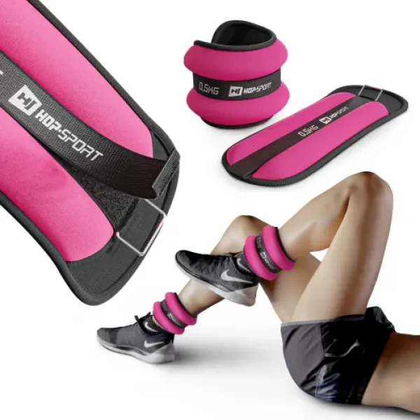 Утяжелители для ног и рук 0,5 кг 2 шт Hop-Sport HS-S001WB розовые