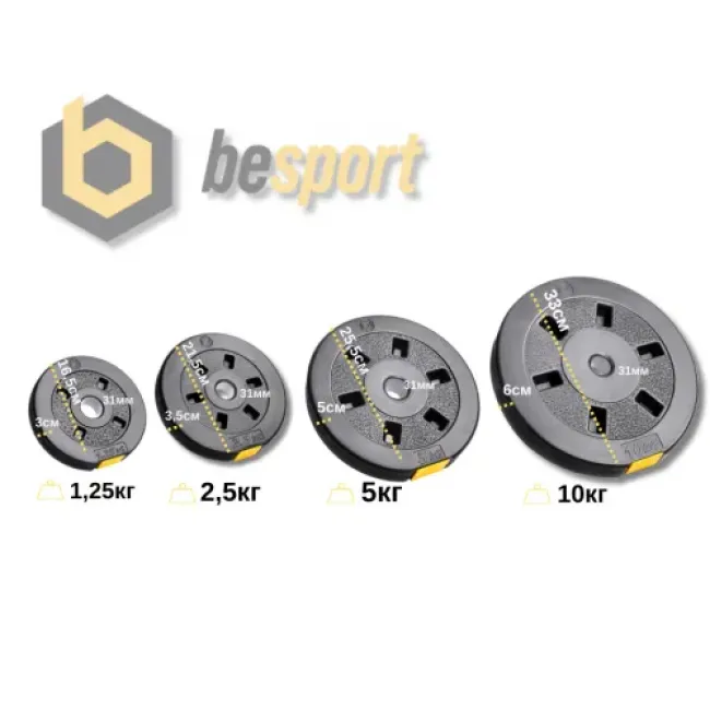 Набір гантелі-штанга 2в1 Besport PowerPro 29кг з перехідником