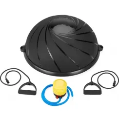 Балансировочная полусфера Gymtek Flex Core Half Ball 58см с эспандерами + насос черный