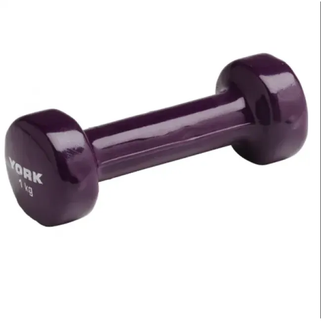 Гантели для фитнеса виниловые круглые York Fitness 2х1кг фиолетовый