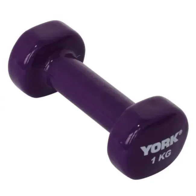 Гантели для фитнеса виниловые круглые York Fitness 2х1кг фиолетовый
