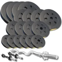 Набор со штангой и гантелями Besport PowerPro 86кг с w-образным грифом 120см