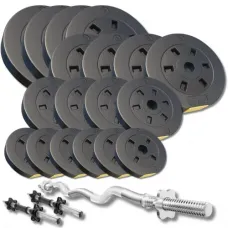 Набор со штангой и гантелями Besport PowerPro 86кг с w-образным грифом 120см