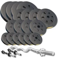 Набор со штангой и гантелями Besport PowerPro 86кг с w-образным грифом 120см