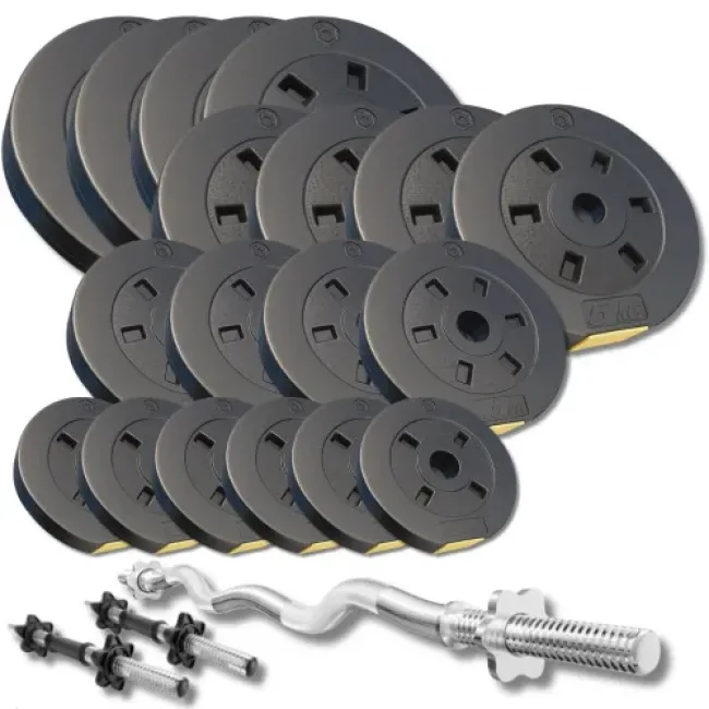 Набор со штангой и гантелями Besport PowerPro 86кг с w-образным грифом 120см