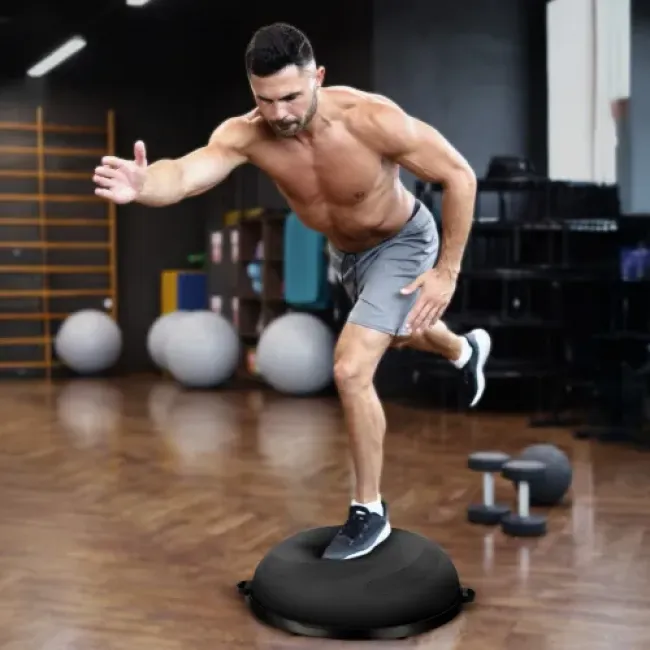 Балансировочная полусфера Gymtek Flex Core Half Ball 58см с эспандерами + насос черный