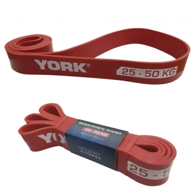 Резинка для фитнеса York 25-50кг - 2080x45x4,5 мм, красный