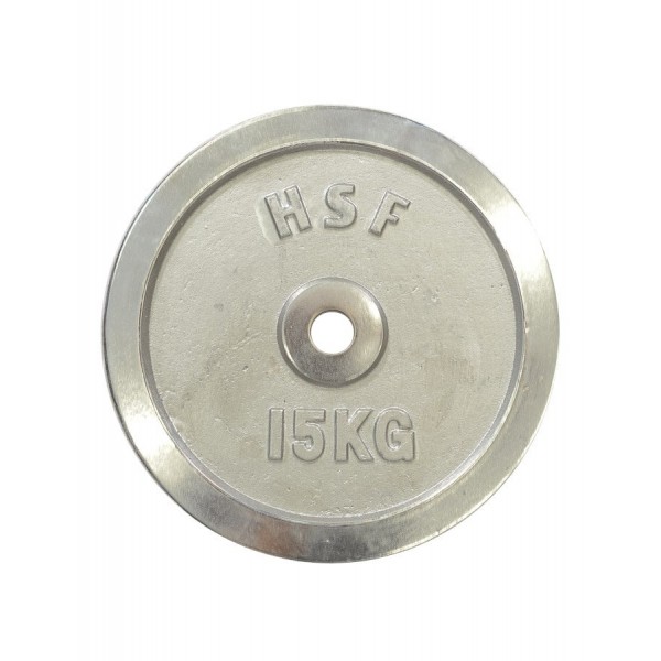 Блин (диск) 15 кг хромированный металлический HouseFit 30 мм DB C102-15