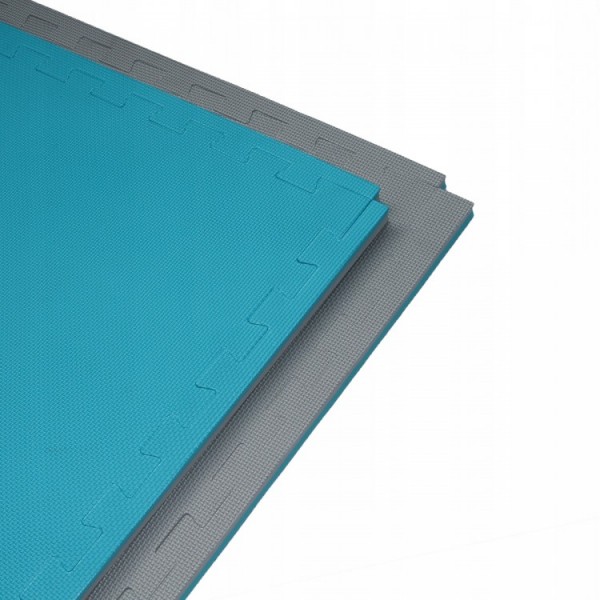 Підлогове покриття для спортзалу мат-татамі (ластівчин хвіст) SportVida Mat Puzzle Multicolor 100 x 100 x 2 cм SV-HK0178 Grey / Sky Blue