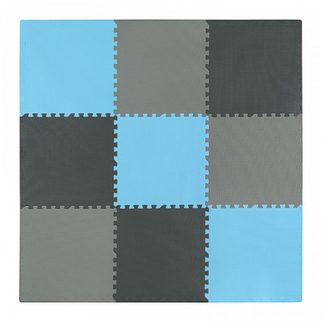 Напольное покрытие для спортзала мат-пазл (ласточкин хвост) 4FIZJO Mat Puzzle EVA 180 x 180 x 1 cм 4FJ0156 Black/Grey/Light Blue