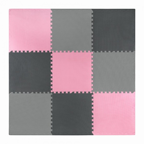 Підлогове покриття для спортзалу мат-пазл (ластівчин хвіст) 4FIZJO Mat Puzzle EVA 180 x 180 x 1 cм 4FJ0157 Black / Grey / Pink