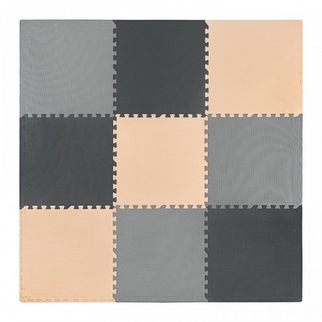 Напольное покрытие для спортзала мат-пазл (ласточкин хвост) 4FIZJO Mat Puzzle EVA 180 x 180 x 1 cм 4FJ0158 Black/Grey/Biege