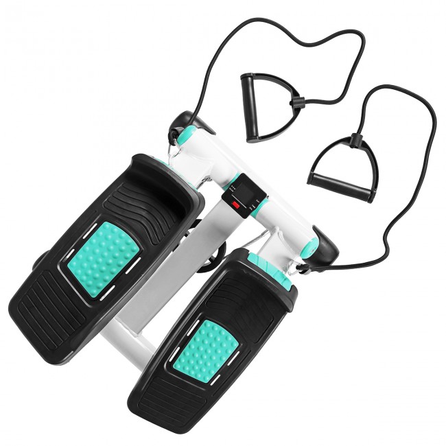 Степпер тренажер поворотний з еспандерами SportVida SV-HK0361 White / Turquoise