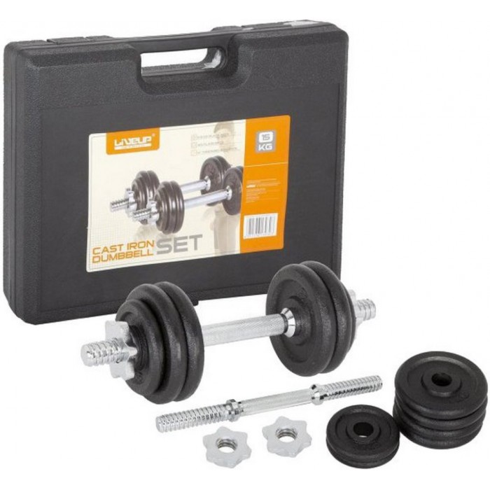 Набір гантелі в кейсі пари DUMBBELL SET LiveUp LS2322B-15KGS, 15 кг