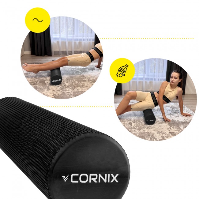 Масажний ролик Cornix EVA+ 60 x 15 см (валик, роллер) XR-0310 Black