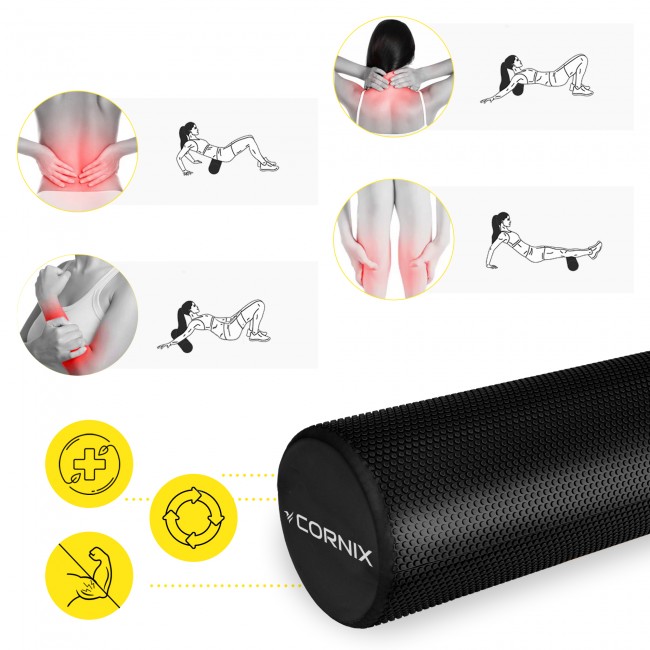 Масажний ролик Cornix EVA+ 60 x 15 см (валик, роллер) XR-0310 Black