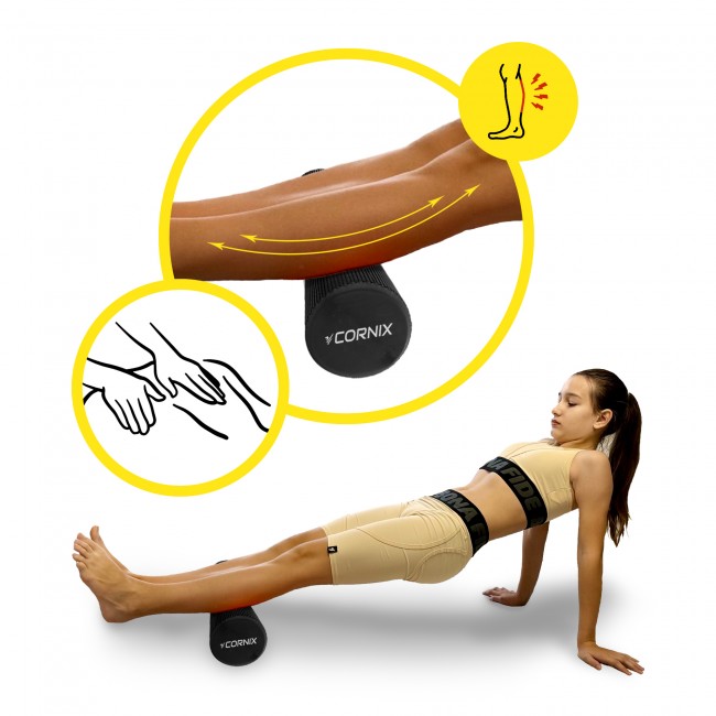 Масажний ролик Cornix EVA+ 60 x 15 см (валик, роллер) XR-0310 Black