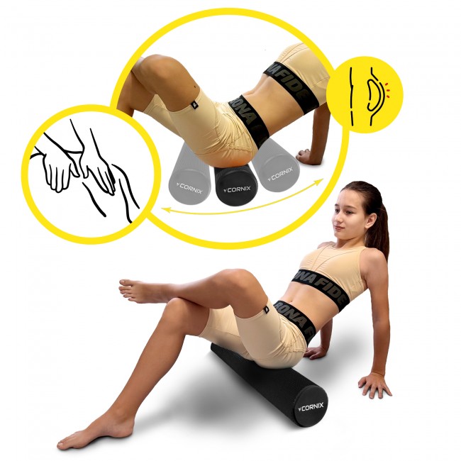 Масажний ролик Cornix EVA+ 60 x 15 см (валик, роллер) XR-0310 Black