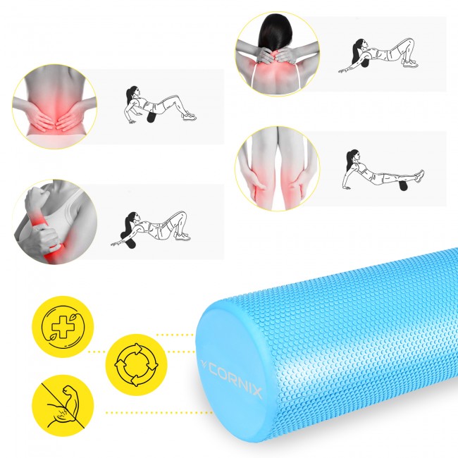 Масажний ролик Cornix EVA+ 60 x 15 см (валик, роллер) XR-0311 Blue