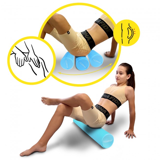 Масажний ролик Cornix EVA+ 60 x 15 см (валик, роллер) XR-0311 Blue