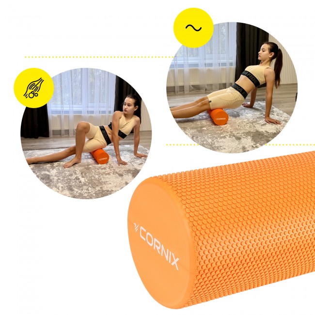 Массажный ролик Cornix EVA+ 45 x 15 см (валик, роллер) XR-0302 Orange