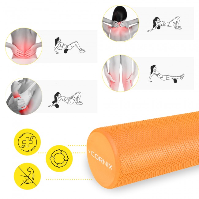 Массажный ролик Cornix EVA+ 45 x 15 см (валик, роллер) XR-0302 Orange