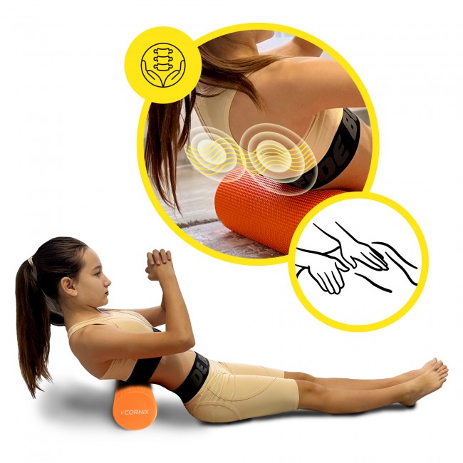 Массажный ролик Cornix EVA+ 45 x 15 см (валик, роллер) XR-0302 Orange