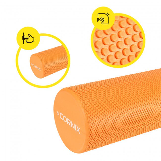 Массажный ролик Cornix EVA+ 45 x 15 см (валик, роллер) XR-0302 Orange