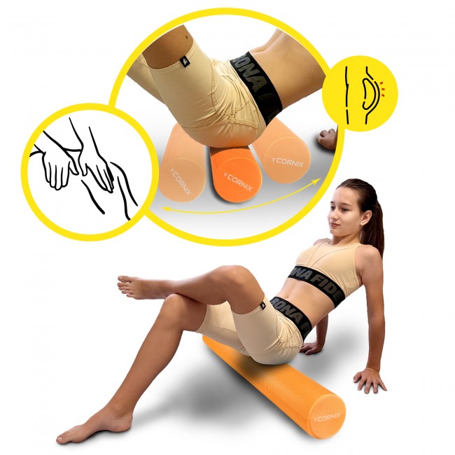 Массажный ролик Cornix EVA+ 90 x 15 см (валик, роллер) XR-0312 Orange