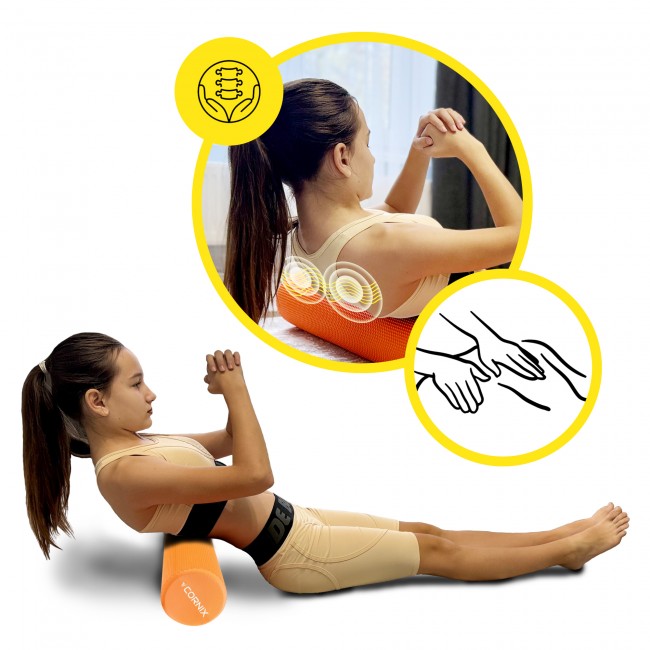 Массажный ролик Cornix EVA+ 90 x 15 см (валик, роллер) XR-0312 Orange