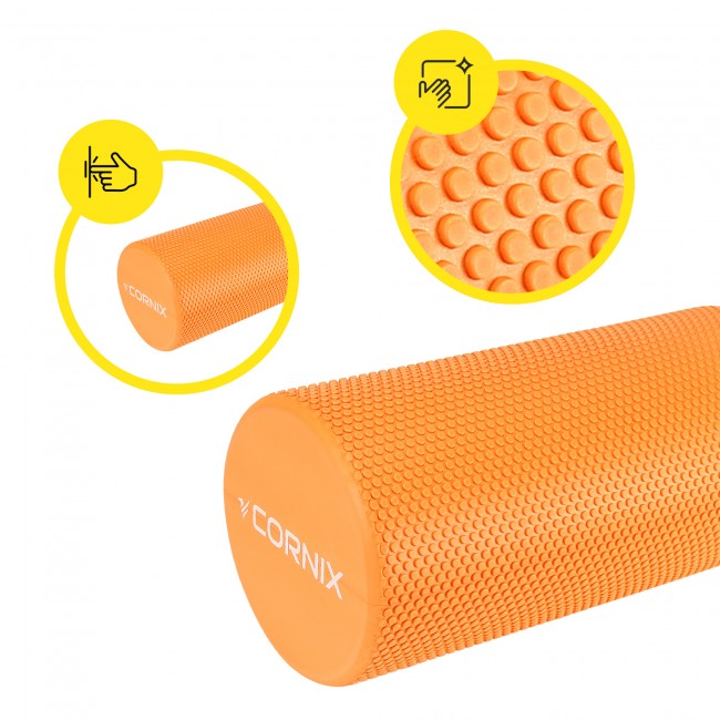 Массажный ролик Cornix EVA+ 90 x 15 см (валик, роллер) XR-0312 Orange