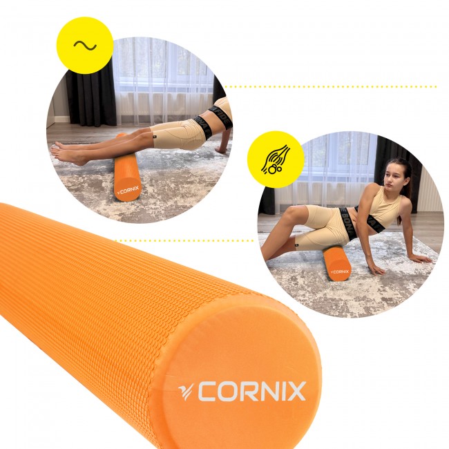 Массажный ролик Cornix EVA+ 90 x 15 см (валик, роллер) XR-0312 Orange