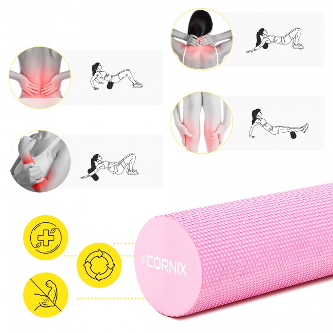 Массажный ролик Cornix EVA+ 90 x 15 см (валик, роллер) XR-0313 Pink