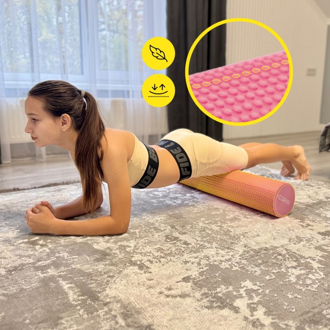 Массажный ролик Cornix EVA+ 90 x 15 см (валик, роллер) XR-0313 Pink