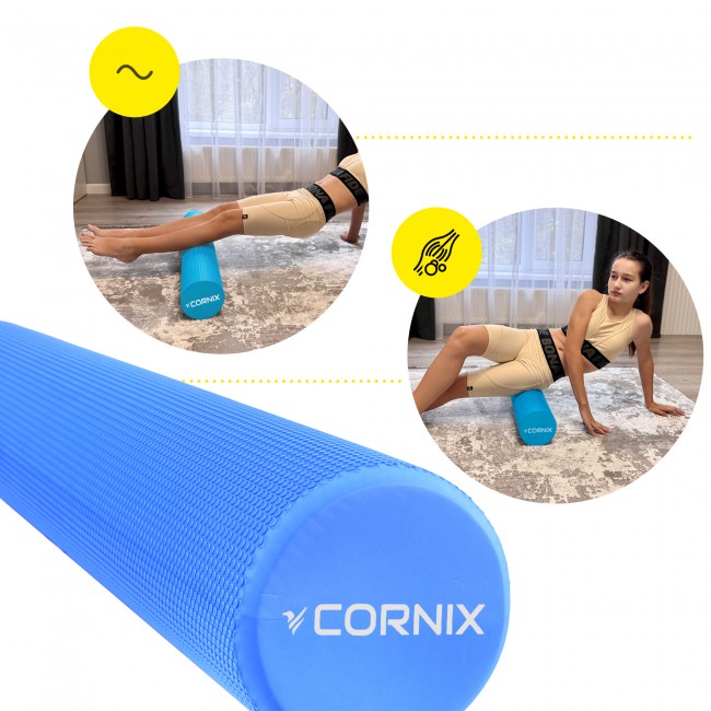 Массажный ролик Cornix EVA+ 90 x 15 см (валик, роллер) XR-0314 Navy Blue