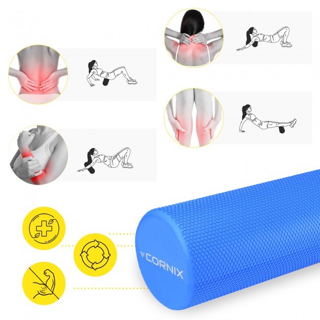 Массажный ролик Cornix EVA+ 90 x 15 см (валик, роллер) XR-0314 Navy Blue