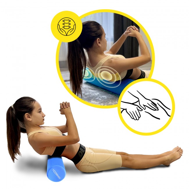 Массажный ролик Cornix EVA+ 90 x 15 см (валик, роллер) XR-0314 Navy Blue