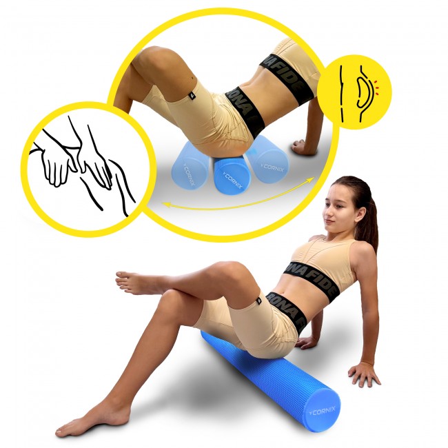 Массажный ролик Cornix EVA+ 90 x 15 см (валик, роллер) XR-0314 Navy Blue