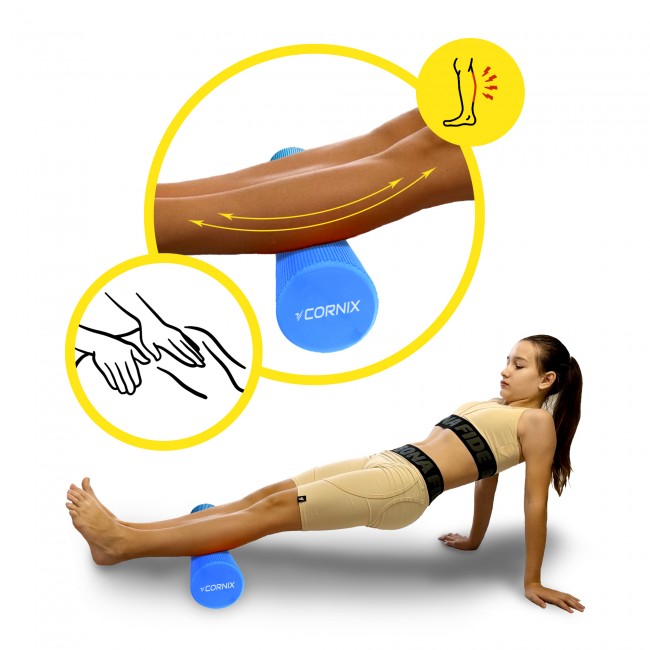 Массажный ролик Cornix EVA+ 90 x 15 см (валик, роллер) XR-0314 Navy Blue