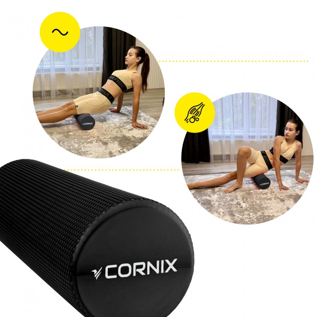 Массажный ролик Cornix EVA+ 45 x 15 см (валик, роллер) XR-0305 Black