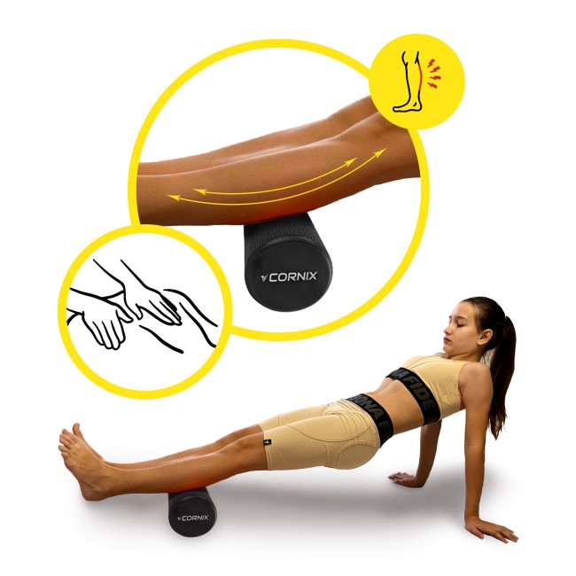 Массажный ролик Cornix EVA+ 45 x 15 см (валик, роллер) XR-0305 Black