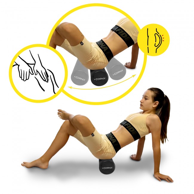 Массажный ролик Cornix EVA+ 45 x 15 см (валик, роллер) XR-0305 Black