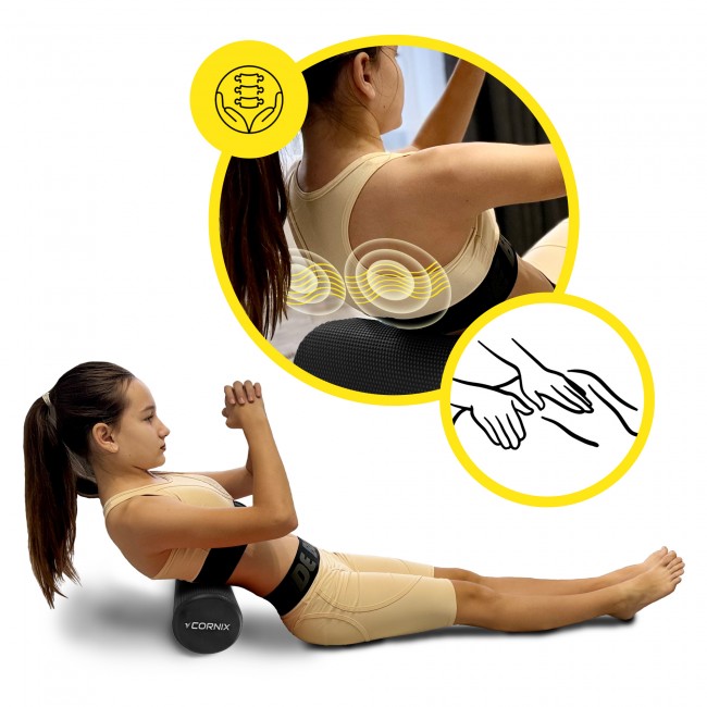 Массажный ролик Cornix EVA+ 45 x 15 см (валик, роллер) XR-0305 Black