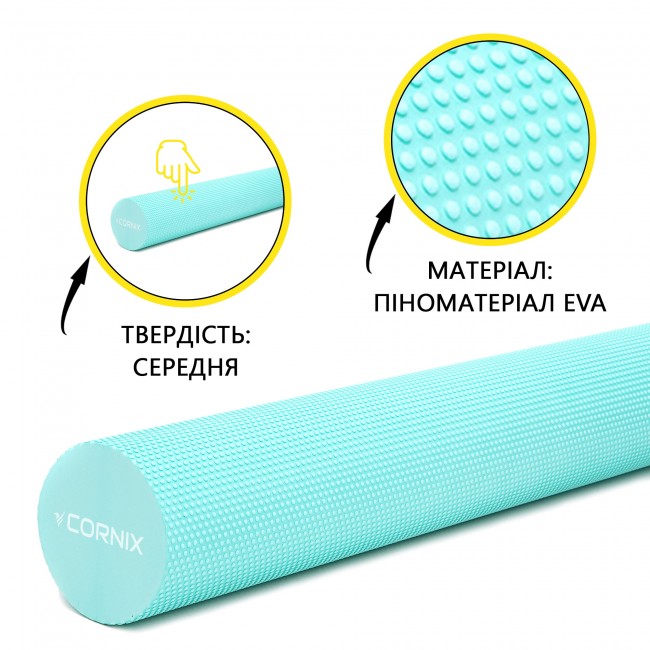 Масажний ролик Cornix EVA+ 90 x 15 см (валик, роллер) XR-0315 Mint