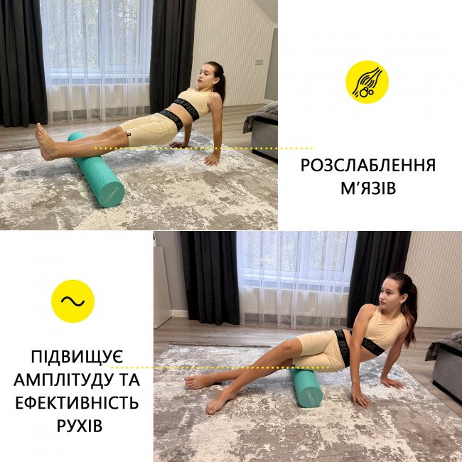 Масажний ролик Cornix EVA+ 90 x 15 см (валик, роллер) XR-0315 Mint