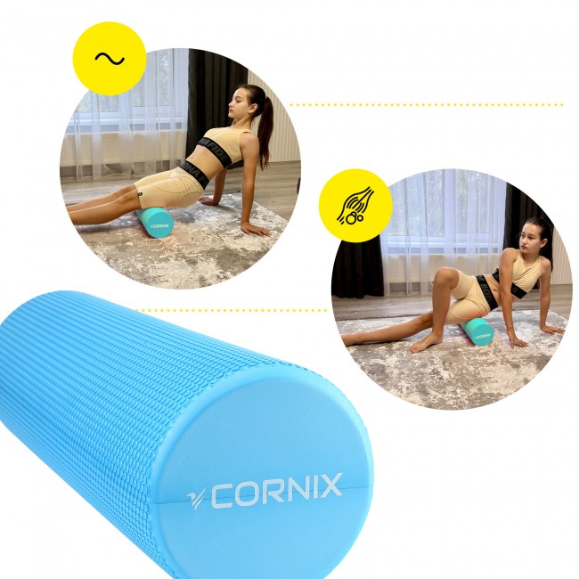 Масажний ролик Cornix EVA+ 45 x 15 см (валик, роллер) XR-0306 Blue