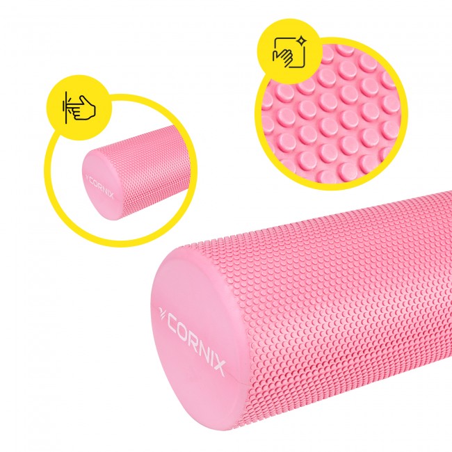 Массажный ролик Cornix EVA+ 60 x 15 см (валик, роллер) XR-0308 Pink